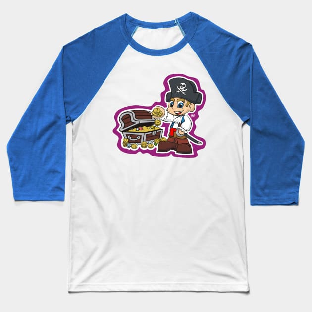 Little Pirate Treasure Baseball T-Shirt by MBK